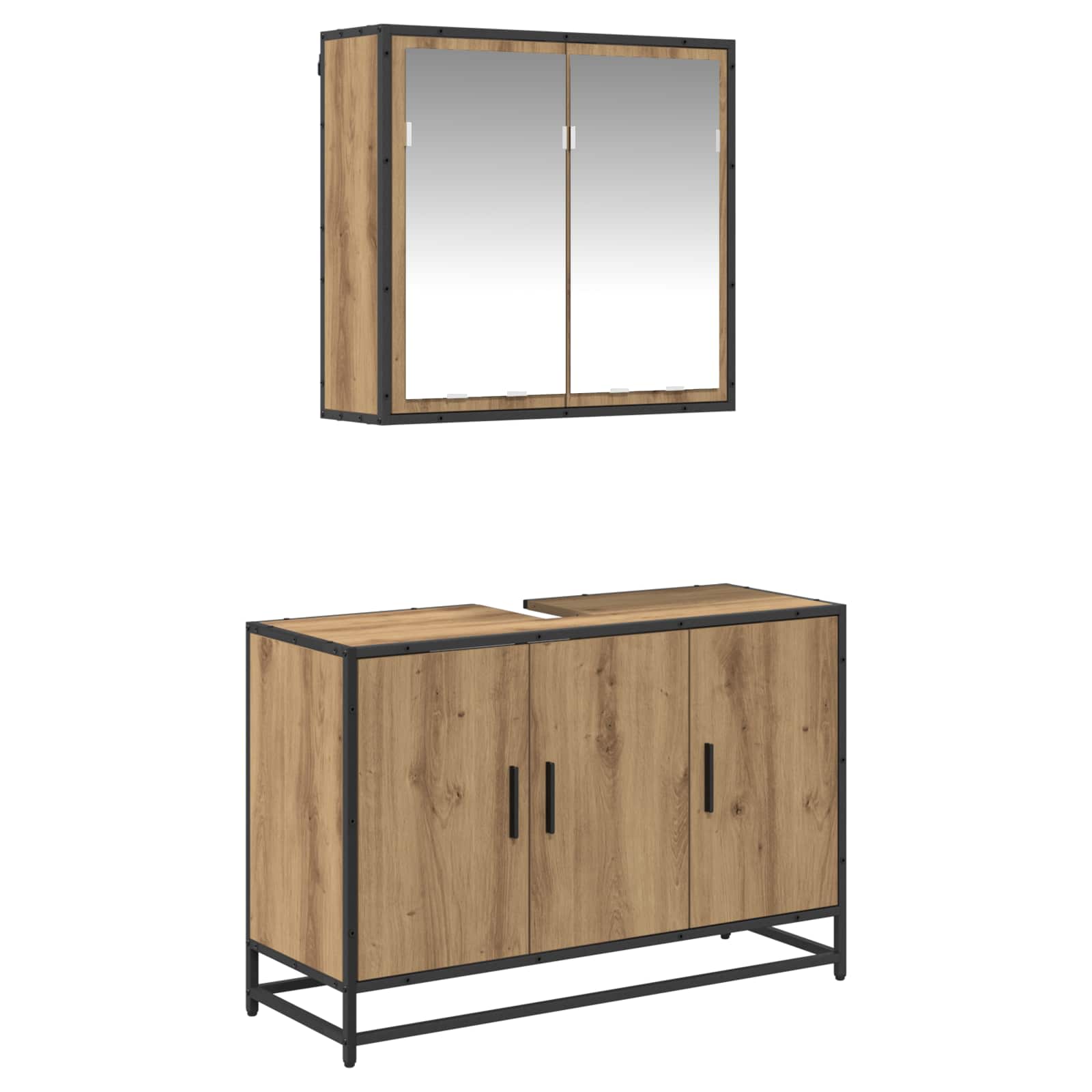 Badkamermeubelset 2 st Artisan Eiken 90 x 33 x 60 cm is nu te koop bij PeponiXL, paradijselijk wonen!