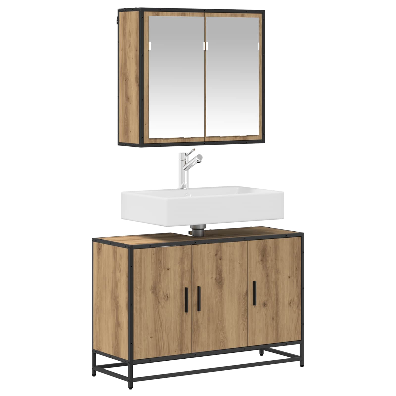 Badkamermeubelset 2 st Artisan Eiken 90 x 33 x 60 cm is nu te koop bij PeponiXL, paradijselijk wonen!
