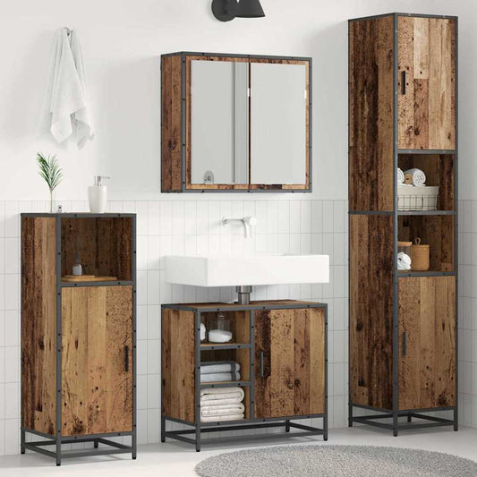 Badkamermeubelset met plank 3 pcs Oud Hout Bewerkt hout is nu te koop bij PeponiXL, paradijselijk wonen!