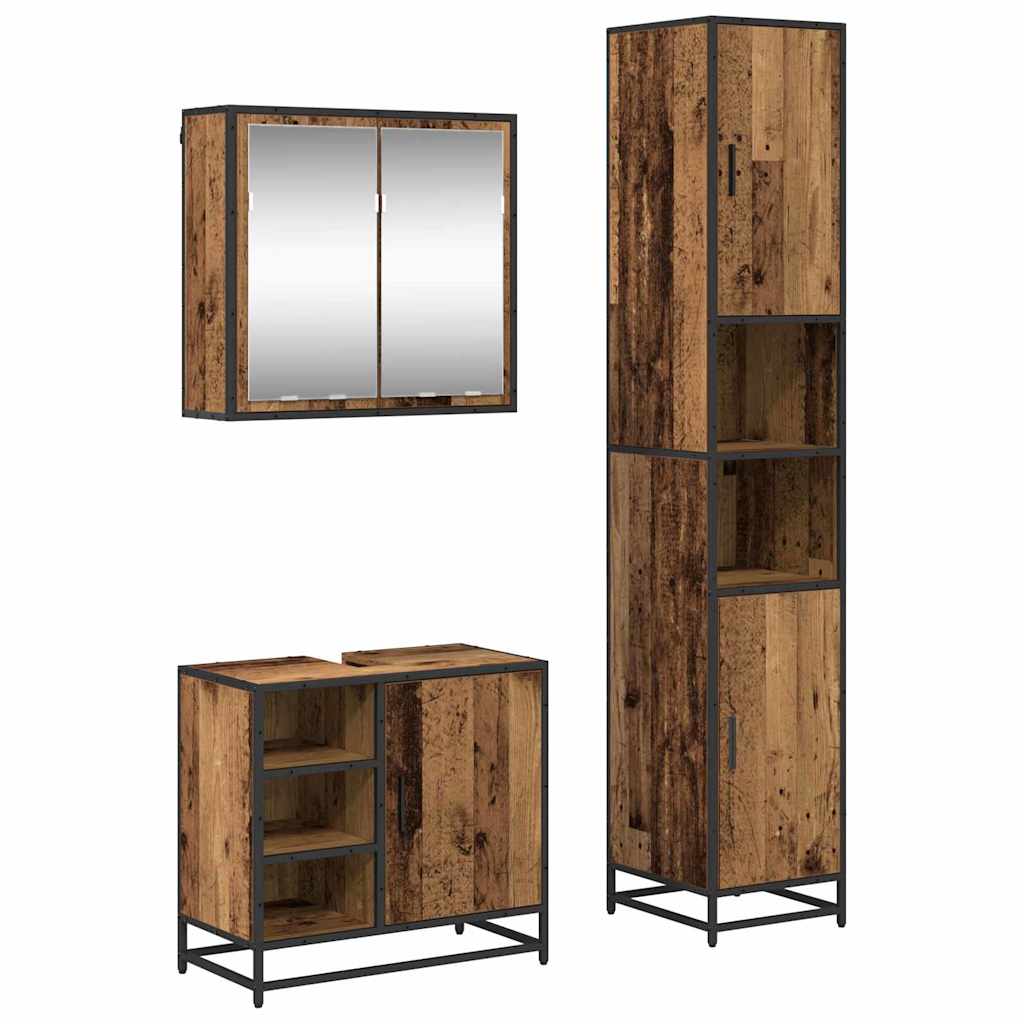 Badkamermeubelset met plank 3 pcs Oud Hout Bewerkt hout is nu te koop bij PeponiXL, paradijselijk wonen!