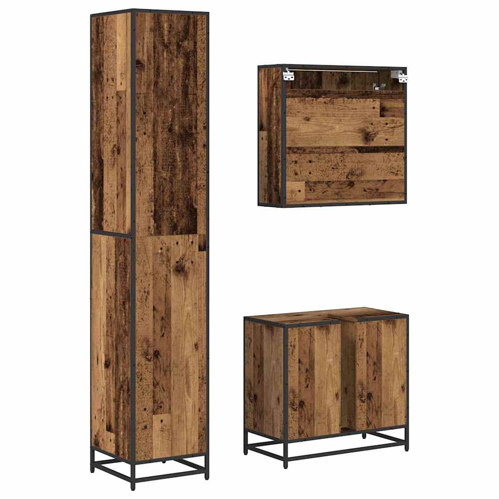 Badkamermeubelset met plank 3 pcs Oud Hout Bewerkt hout is nu te koop bij PeponiXL, paradijselijk wonen!