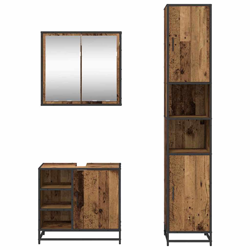 Badkamermeubelset met plank 3 pcs Oud Hout Bewerkt hout is nu te koop bij PeponiXL, paradijselijk wonen!
