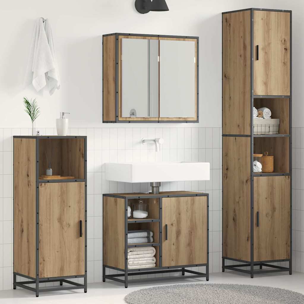 Badkamermeubelset 3 st Artisan Eiken 65 x 33 x 60 cm is nu te koop bij PeponiXL, paradijselijk wonen!