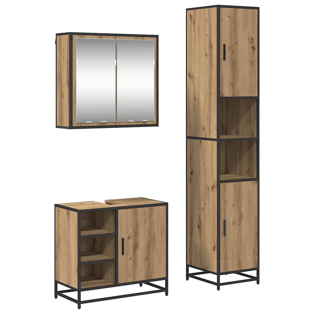Badkamermeubelset 3 st Artisan Eiken 65 x 33 x 60 cm is nu te koop bij PeponiXL, paradijselijk wonen!