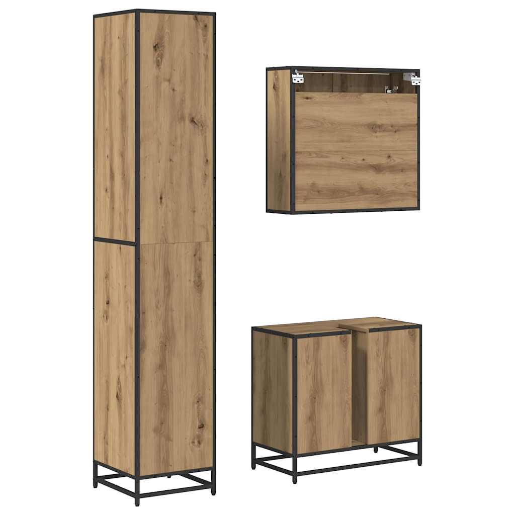 Badkamermeubelset 3 st Artisan Eiken 65 x 33 x 60 cm is nu te koop bij PeponiXL, paradijselijk wonen!