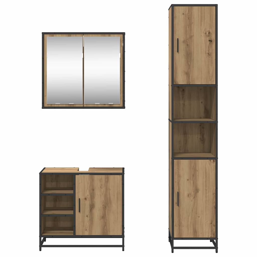 Badkamermeubelset 3 st Artisan Eiken 65 x 33 x 60 cm is nu te koop bij PeponiXL, paradijselijk wonen!