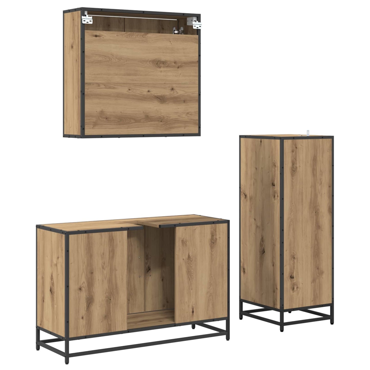 Badkamermeubelset 3 st Artisan Eiken 90 x 33 x 60 cm is nu te koop bij PeponiXL, paradijselijk wonen!