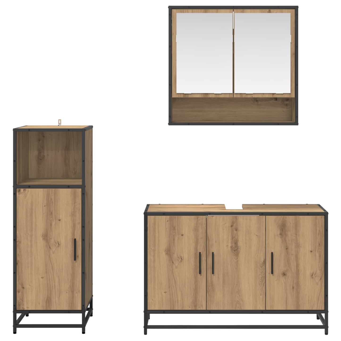 Badkamermeubelset 3 st Artisan Eiken 90 x 33 x 60 cm is nu te koop bij PeponiXL, paradijselijk wonen!