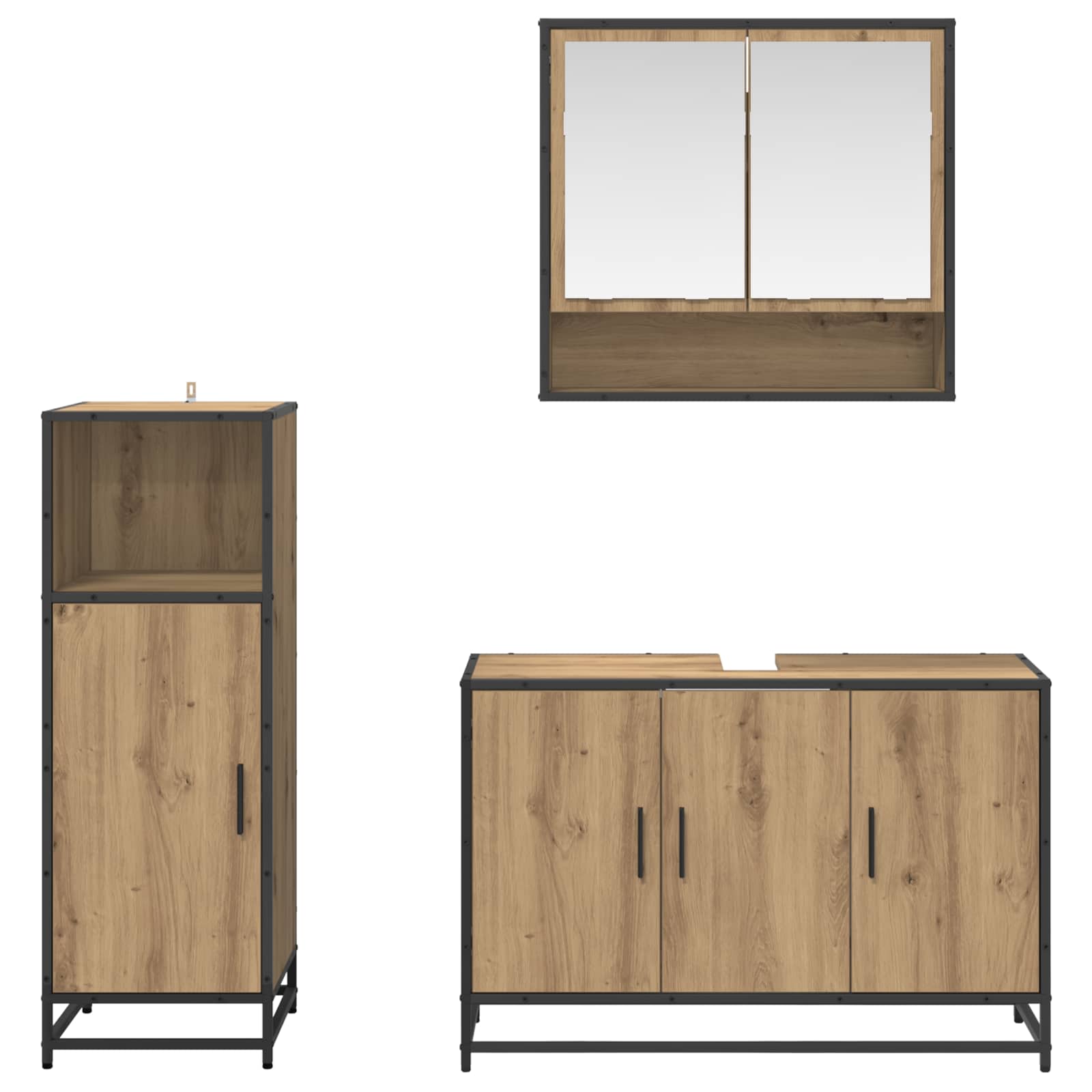 Badkamermeubelset 3 st Artisan Eiken 90 x 33 x 60 cm is nu te koop bij PeponiXL, paradijselijk wonen!