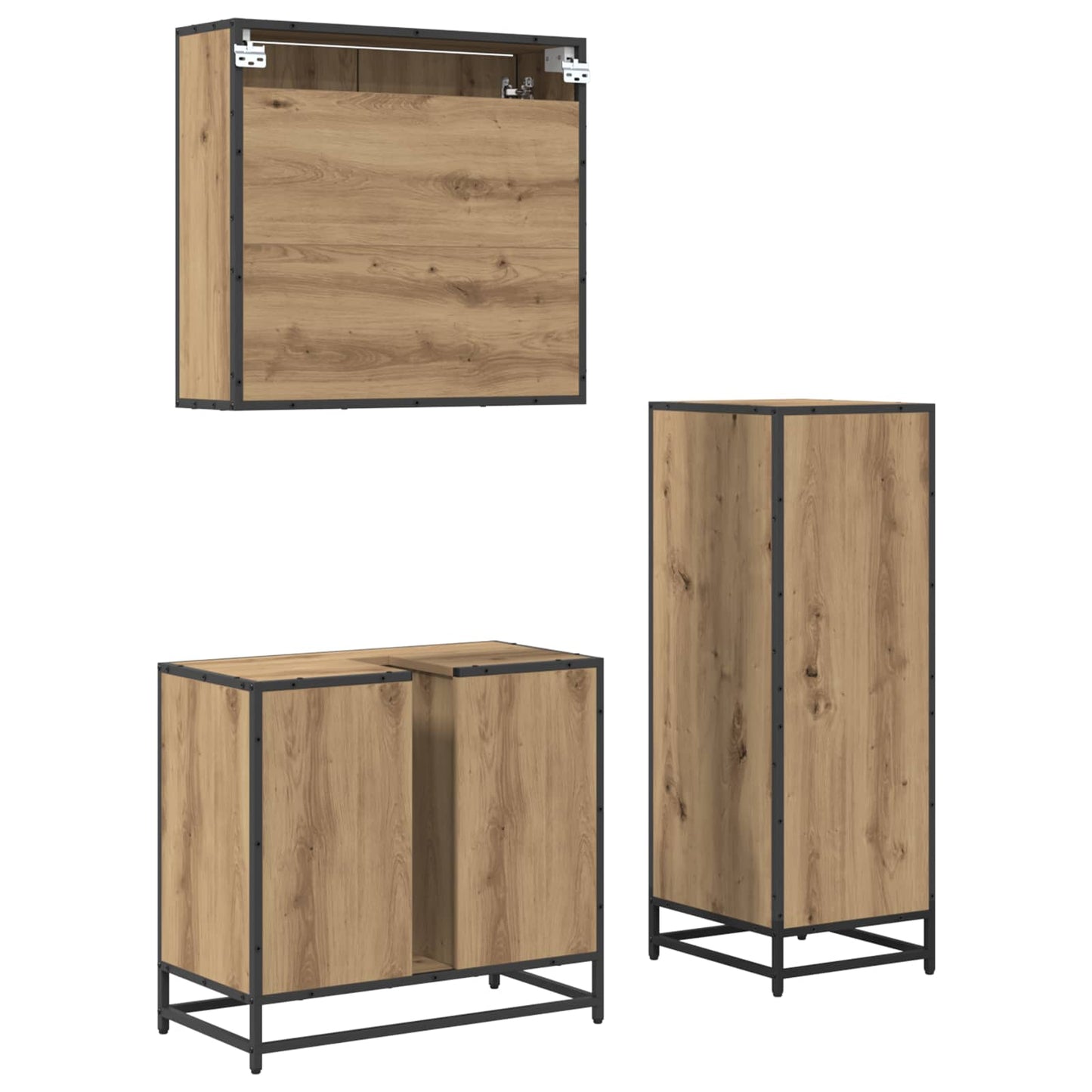 Badkamermeubelset 3 st Artisan Eiken 65 x 33 x 60 cm is nu te koop bij PeponiXL, paradijselijk wonen!