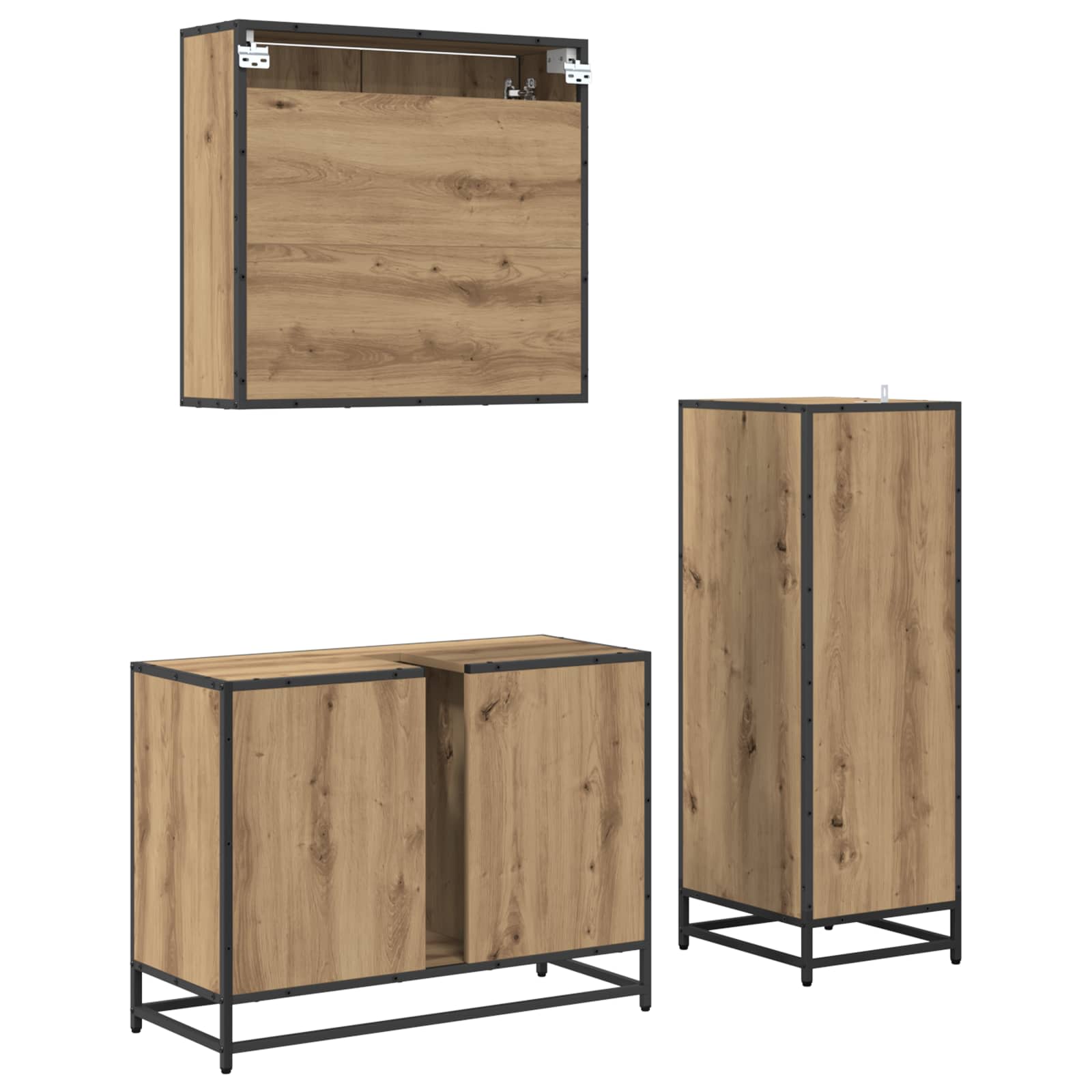 Badkamermeubelset 3 st Artisan Eiken 80 x 33 x 60 cm is nu te koop bij PeponiXL, paradijselijk wonen!