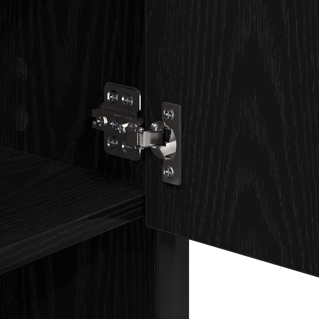 Badkamermeubelset met plank 3 pcs Zwart Eiken Bewerkt hout is nu te koop bij PeponiXL, paradijselijk wonen!