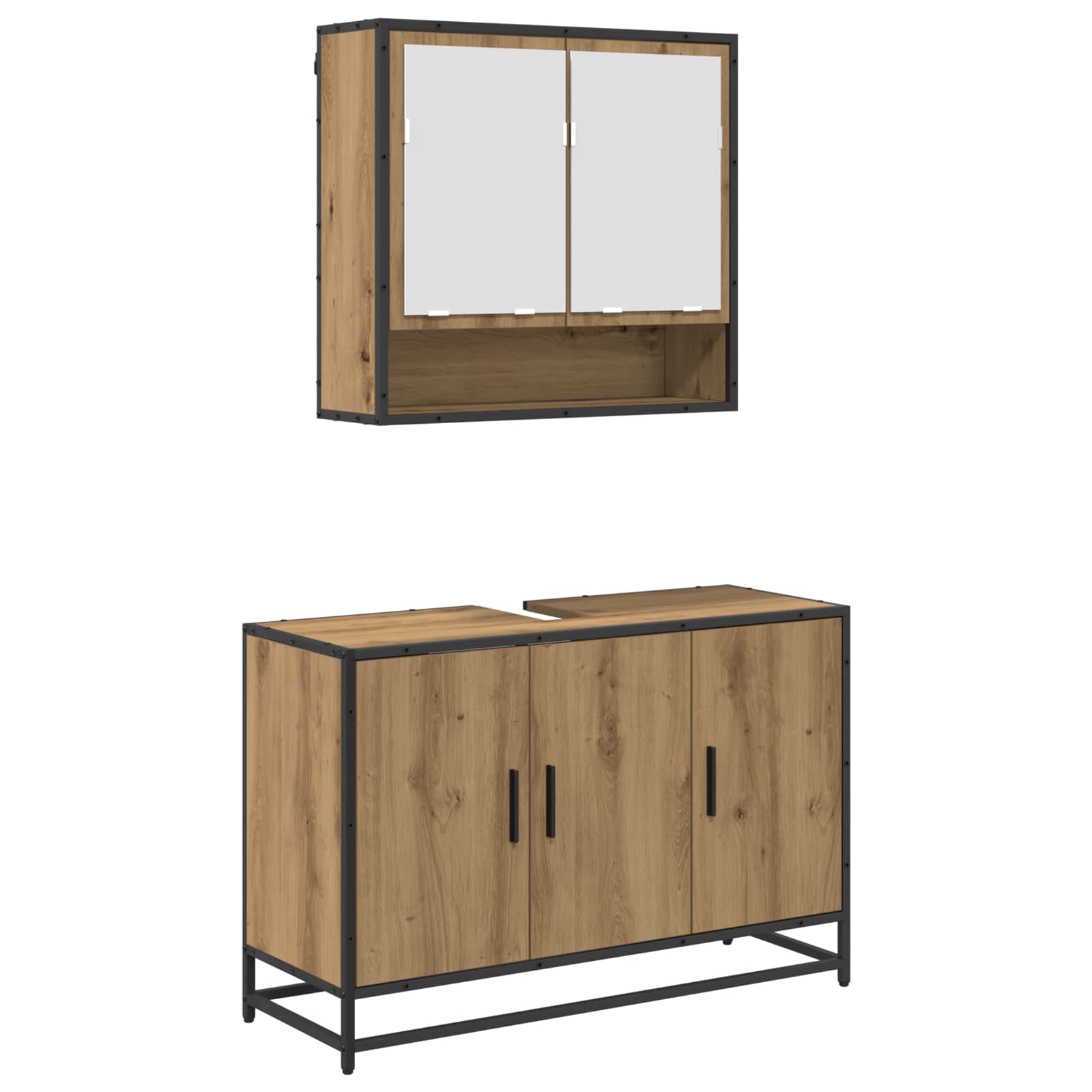 Badkamermeubelset 2 st Artisan Eiken 90 x 33 x 60 cm is nu te koop bij PeponiXL, paradijselijk wonen!