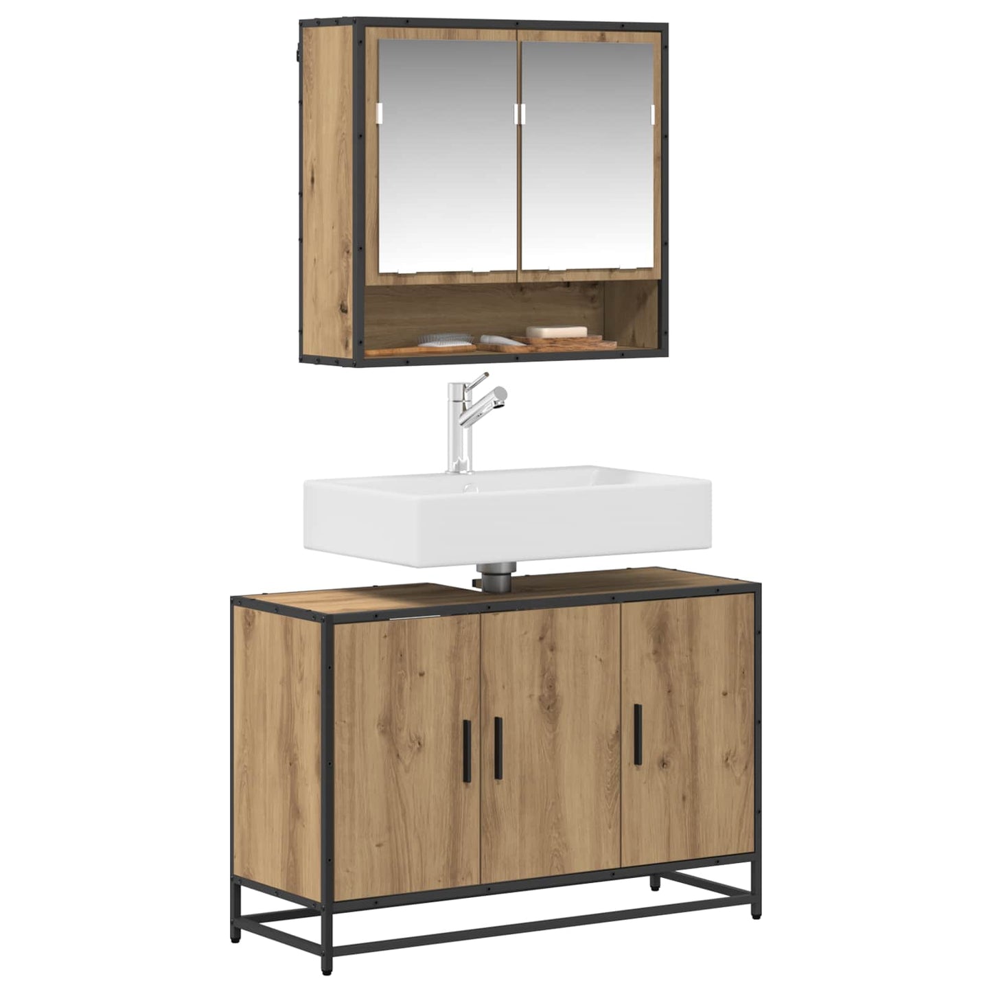 Badkamermeubelset 2 st Artisan Eiken 90 x 33 x 60 cm is nu te koop bij PeponiXL, paradijselijk wonen!