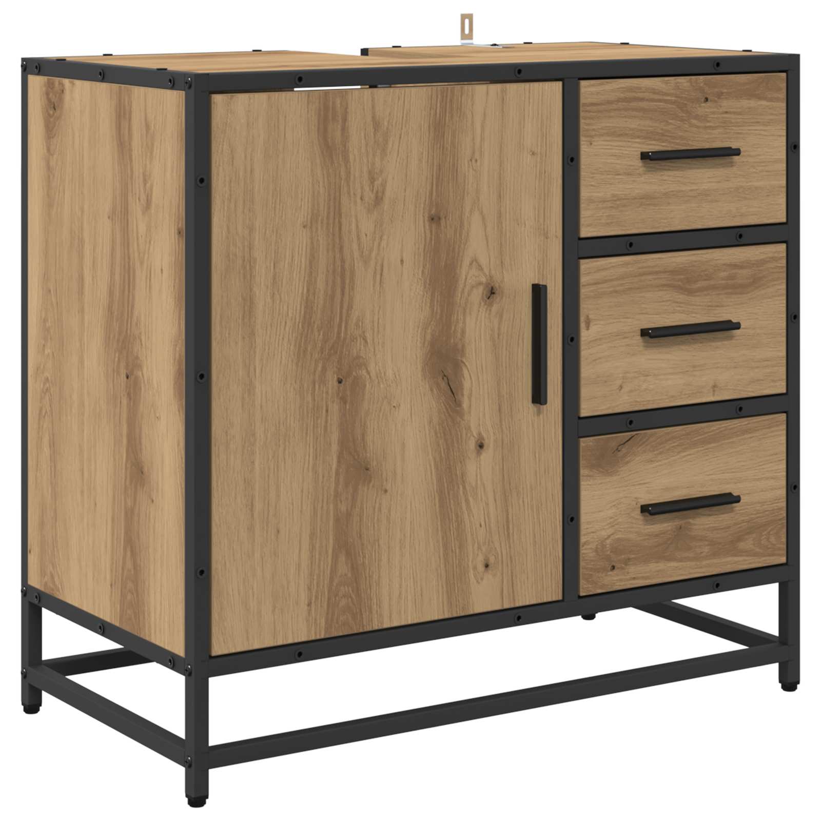 Badkamermeubelset 3 st Artisan Eiken 65 x 33 x 60 cm is nu te koop bij PeponiXL, paradijselijk wonen!