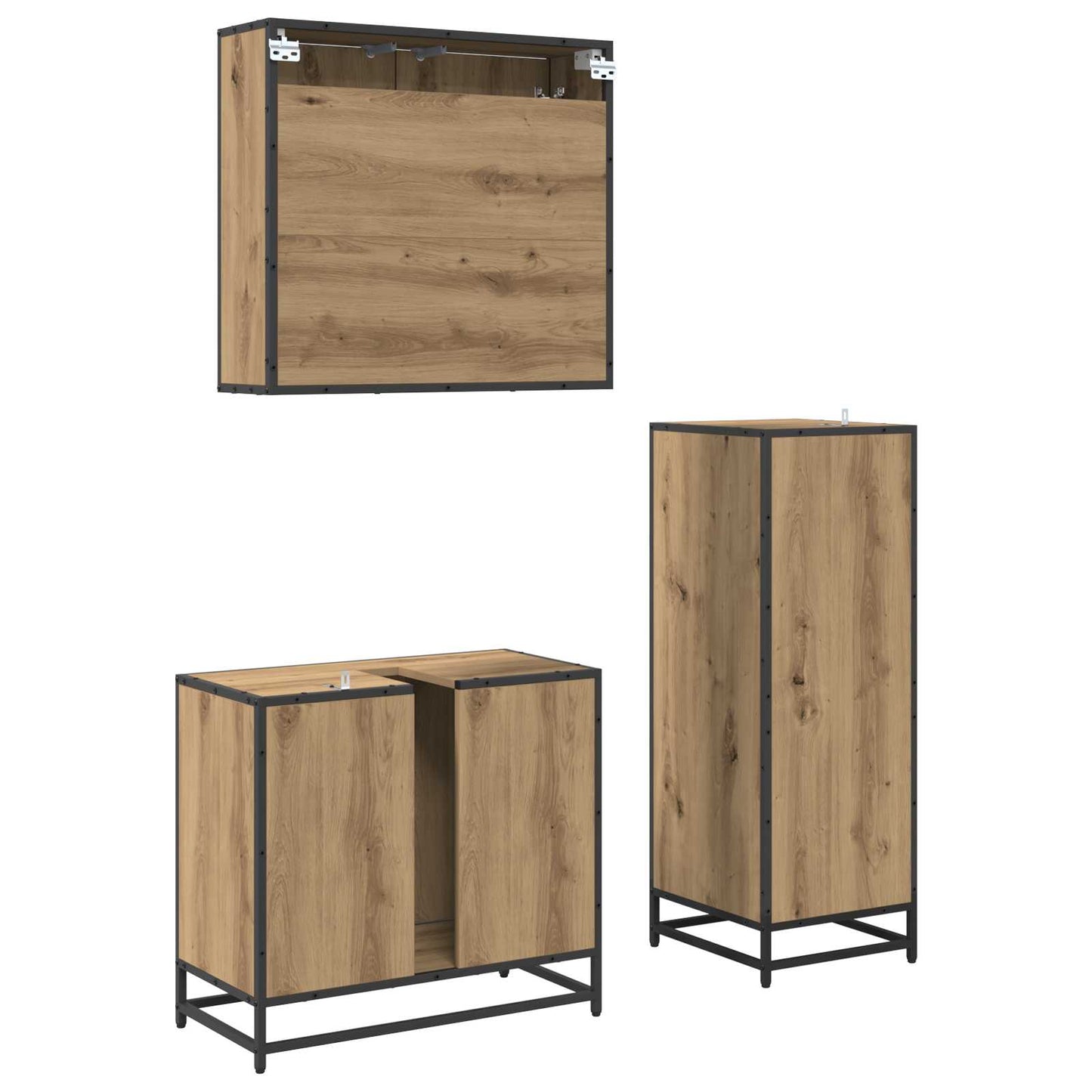 Badkamermeubelset 3 st Artisan Eiken 65 x 33 x 60 cm is nu te koop bij PeponiXL, paradijselijk wonen!