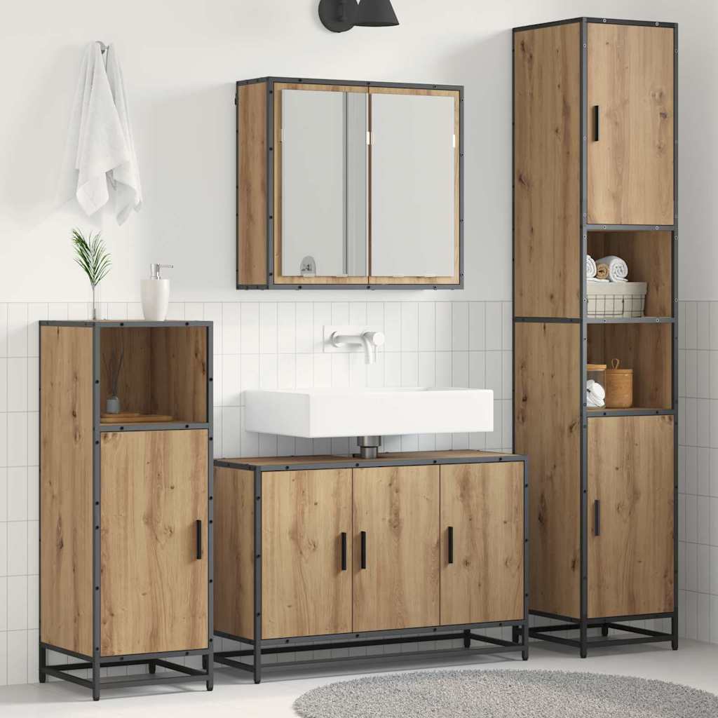 Badkamermeubelset 3 st Artisan Eiken 90 x 33 x 60 cm is nu te koop bij PeponiXL, paradijselijk wonen!