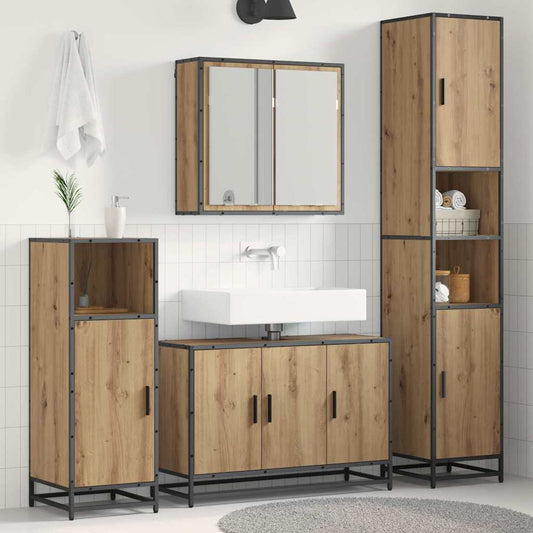 Badkamermeubelset 3 st Artisan Eiken 90 x 33 x 60 cm is nu te koop bij PeponiXL, paradijselijk wonen!