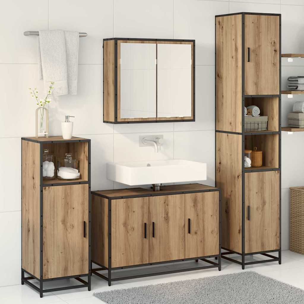 Badkamermeubelset 3 st Artisan Eiken 90 x 33 x 60 cm is nu te koop bij PeponiXL, paradijselijk wonen!
