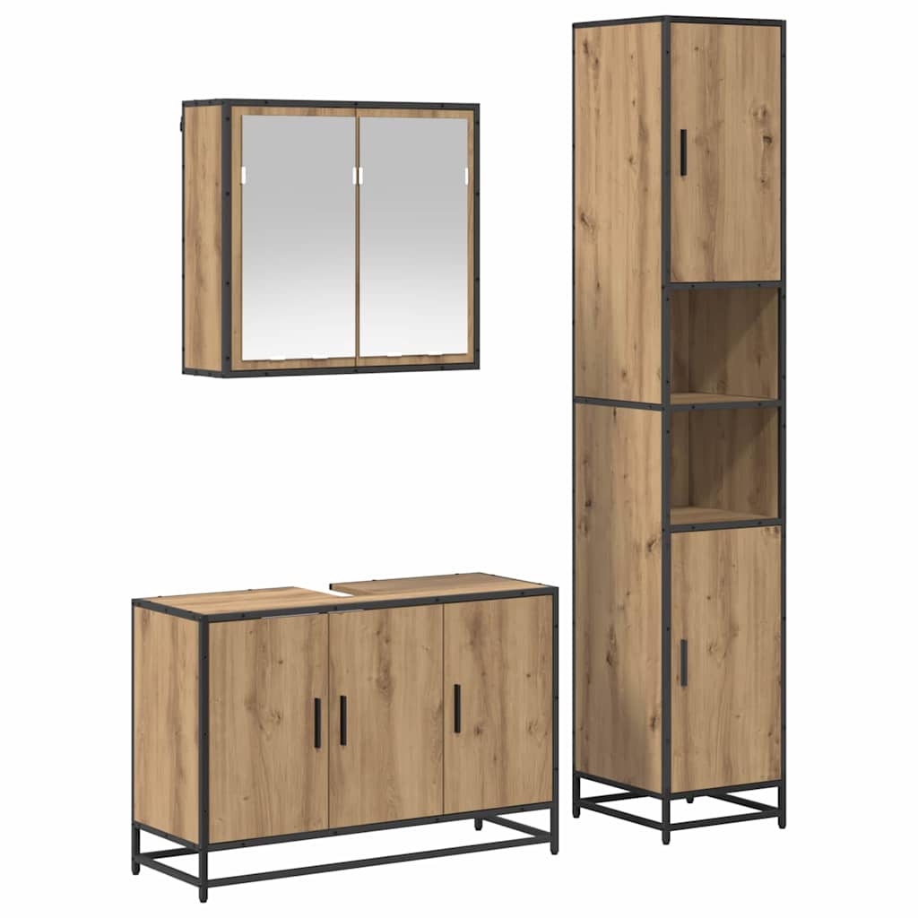 Badkamermeubelset 3 st Artisan Eiken 90 x 33 x 60 cm is nu te koop bij PeponiXL, paradijselijk wonen!