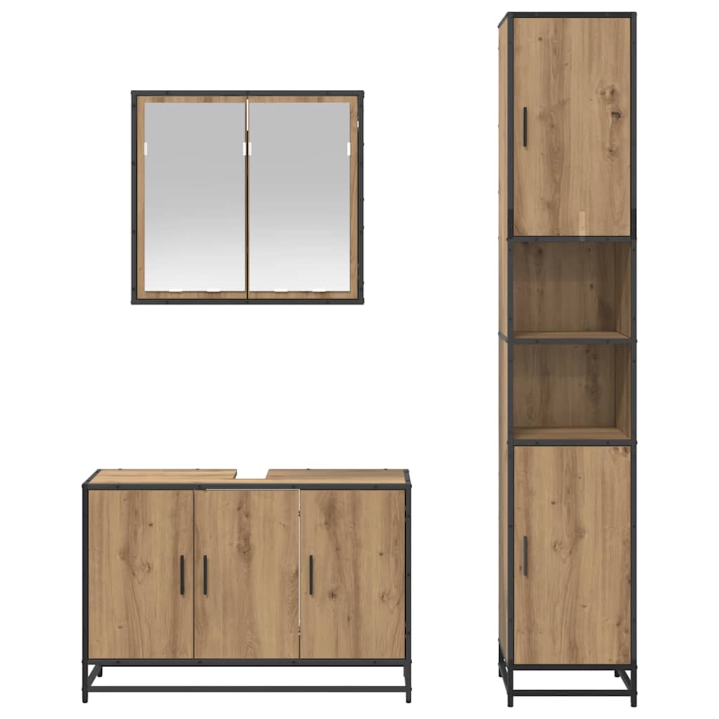 Badkamermeubelset 3 st Artisan Eiken 90 x 33 x 60 cm is nu te koop bij PeponiXL, paradijselijk wonen!