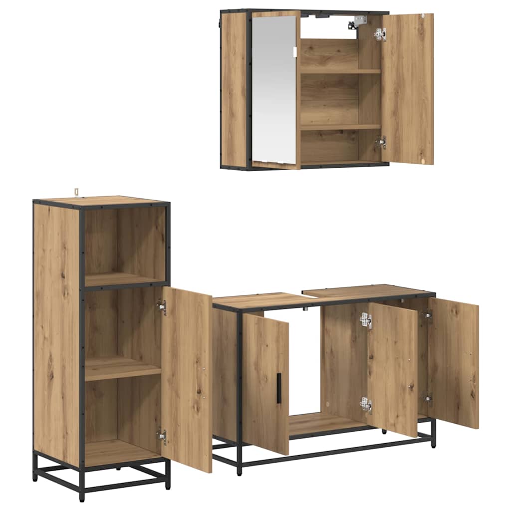 Badkamermeubelset 3 st Artisan Eiken 90 x 33 x 60 cm is nu te koop bij PeponiXL, paradijselijk wonen!