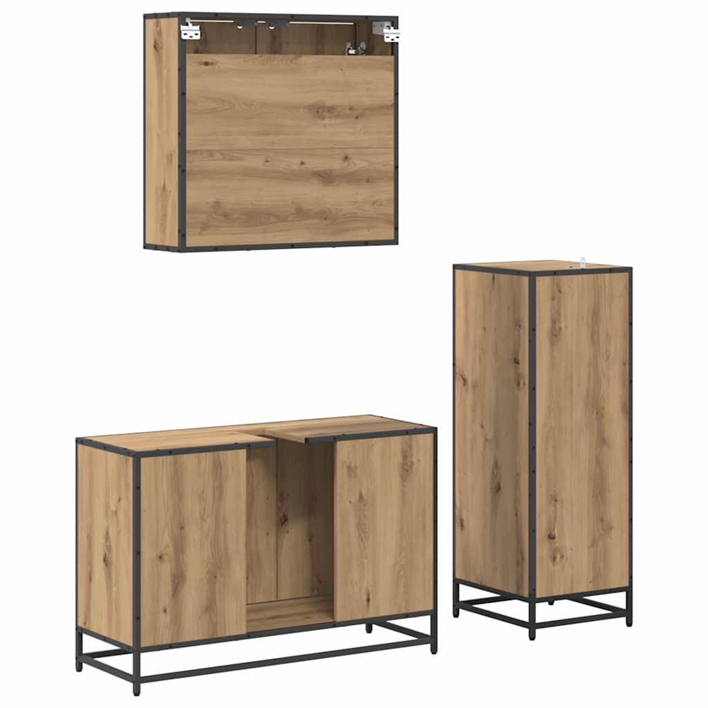 Badkamermeubelset 3 st Artisan Eiken 90 x 33 x 60 cm is nu te koop bij PeponiXL, paradijselijk wonen!