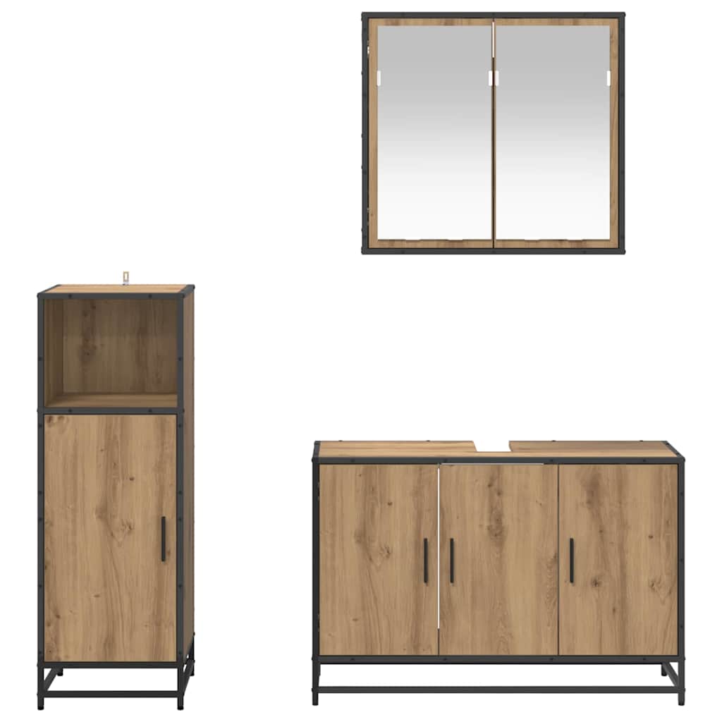 Badkamermeubelset 3 st Artisan Eiken 90 x 33 x 60 cm is nu te koop bij PeponiXL, paradijselijk wonen!