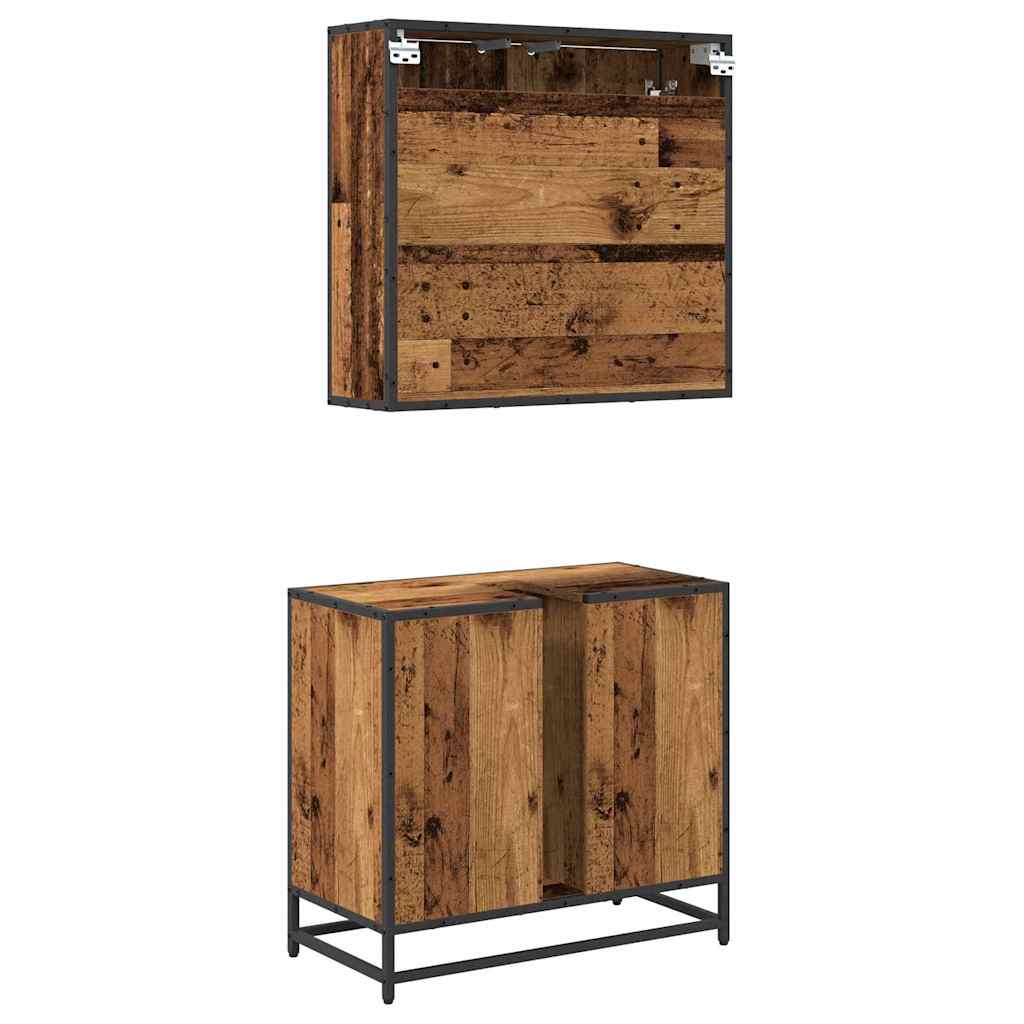 Badkamermeubelset met plank 2 pcs Oud Hout Bewerkt hout is nu te koop bij PeponiXL, paradijselijk wonen!