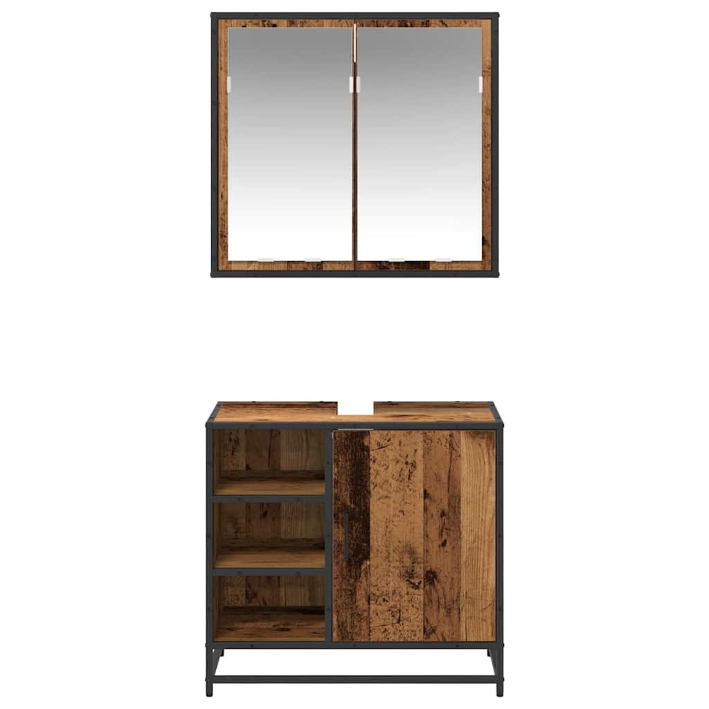 Badkamermeubelset met plank 2 pcs Oud Hout Bewerkt hout is nu te koop bij PeponiXL, paradijselijk wonen!