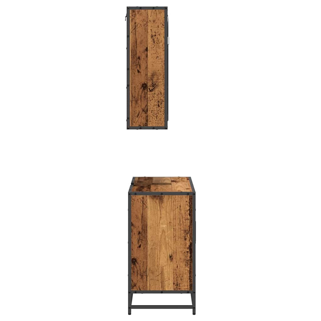 Badkamermeubelset met plank 2 pcs Oud Hout Bewerkt hout is nu te koop bij PeponiXL, paradijselijk wonen!