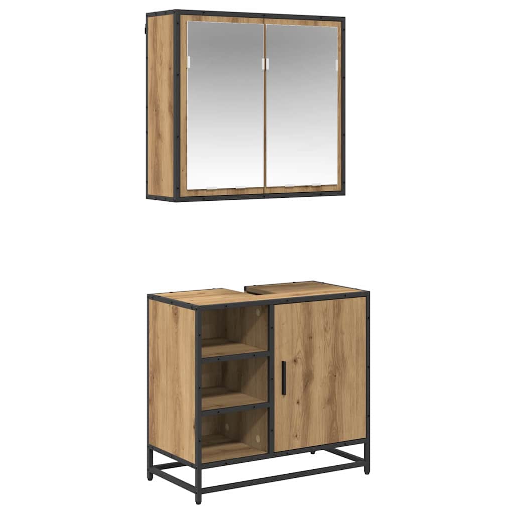 Badkamermeubelset 2 st Artisan Eiken 65 x 33 x 60 cm is nu te koop bij PeponiXL, paradijselijk wonen!