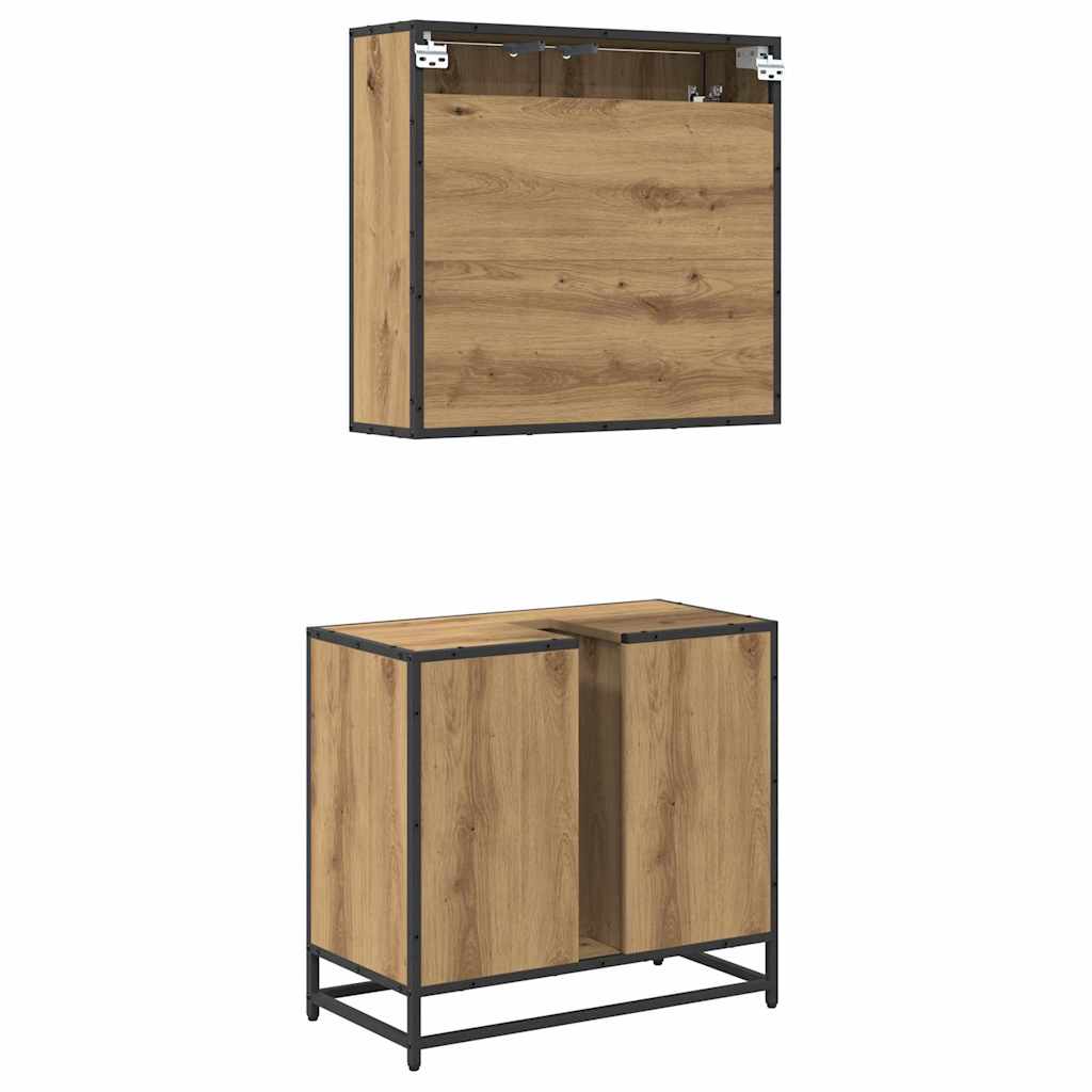 Badkamermeubelset 2 st Artisan Eiken 65 x 33 x 60 cm is nu te koop bij PeponiXL, paradijselijk wonen!