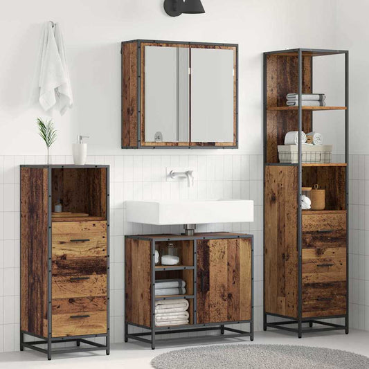Badkamermeubelset met lade 3 pcs Oud Hout Bewerkt hout is nu te koop bij PeponiXL, paradijselijk wonen!