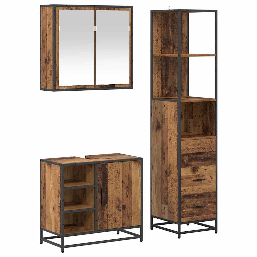 Badkamermeubelset met lade 3 pcs Oud Hout Bewerkt hout is nu te koop bij PeponiXL, paradijselijk wonen!