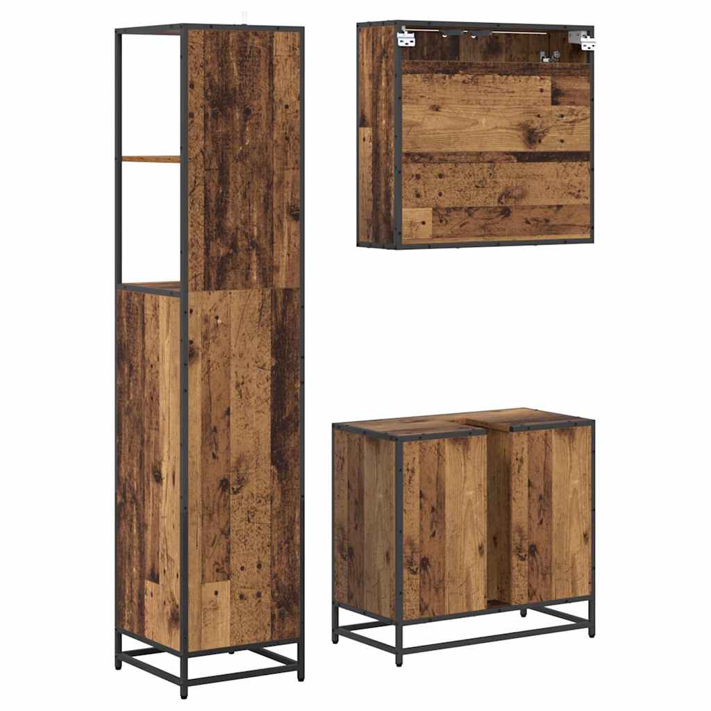 Badkamermeubelset met lade 3 pcs Oud Hout Bewerkt hout is nu te koop bij PeponiXL, paradijselijk wonen!