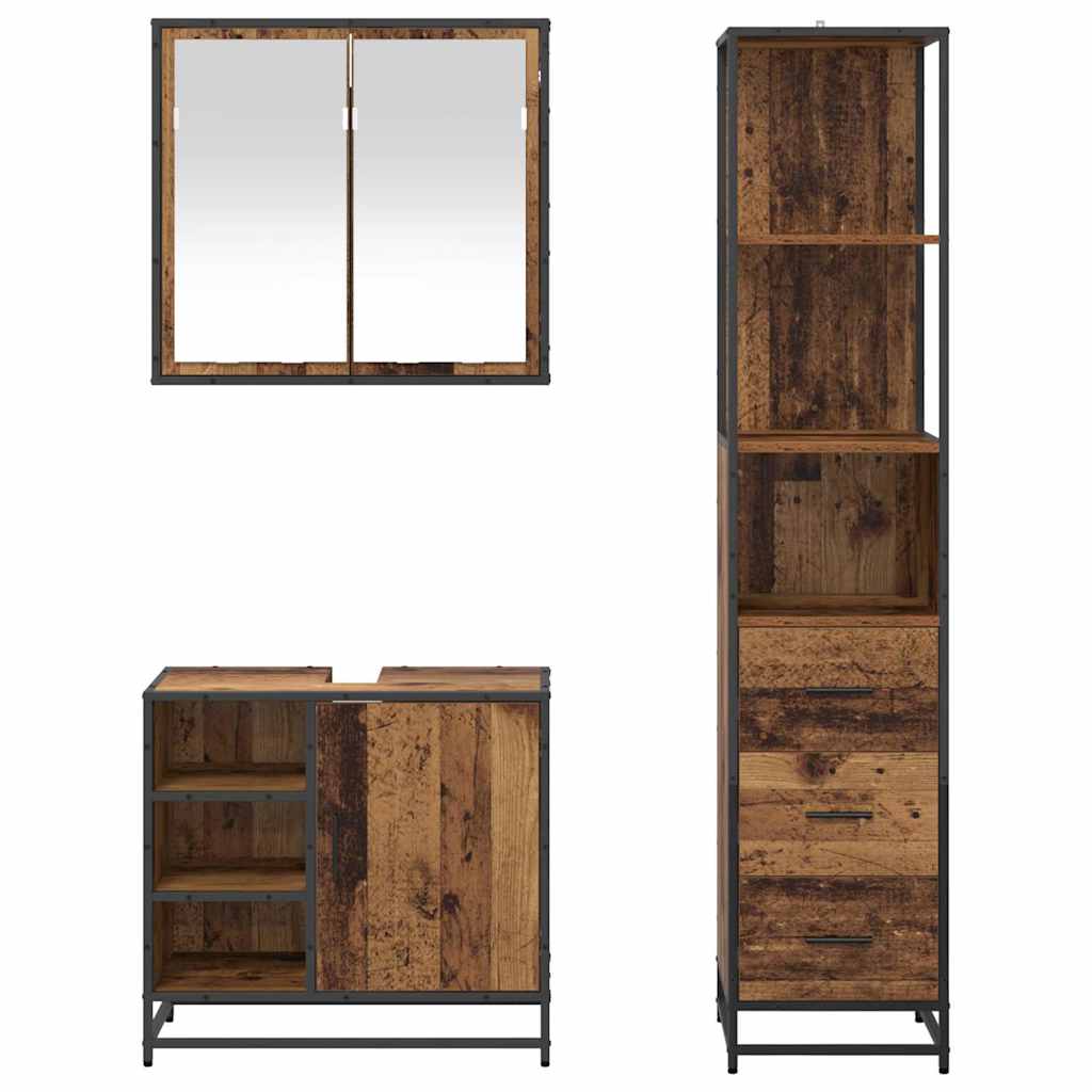Badkamermeubelset met lade 3 pcs Oud Hout Bewerkt hout is nu te koop bij PeponiXL, paradijselijk wonen!