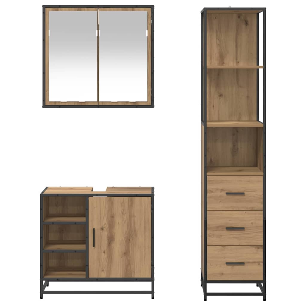 Badkamermeubelset 3 st Artisan Eiken 65 x 33 x 60 cm is nu te koop bij PeponiXL, paradijselijk wonen!