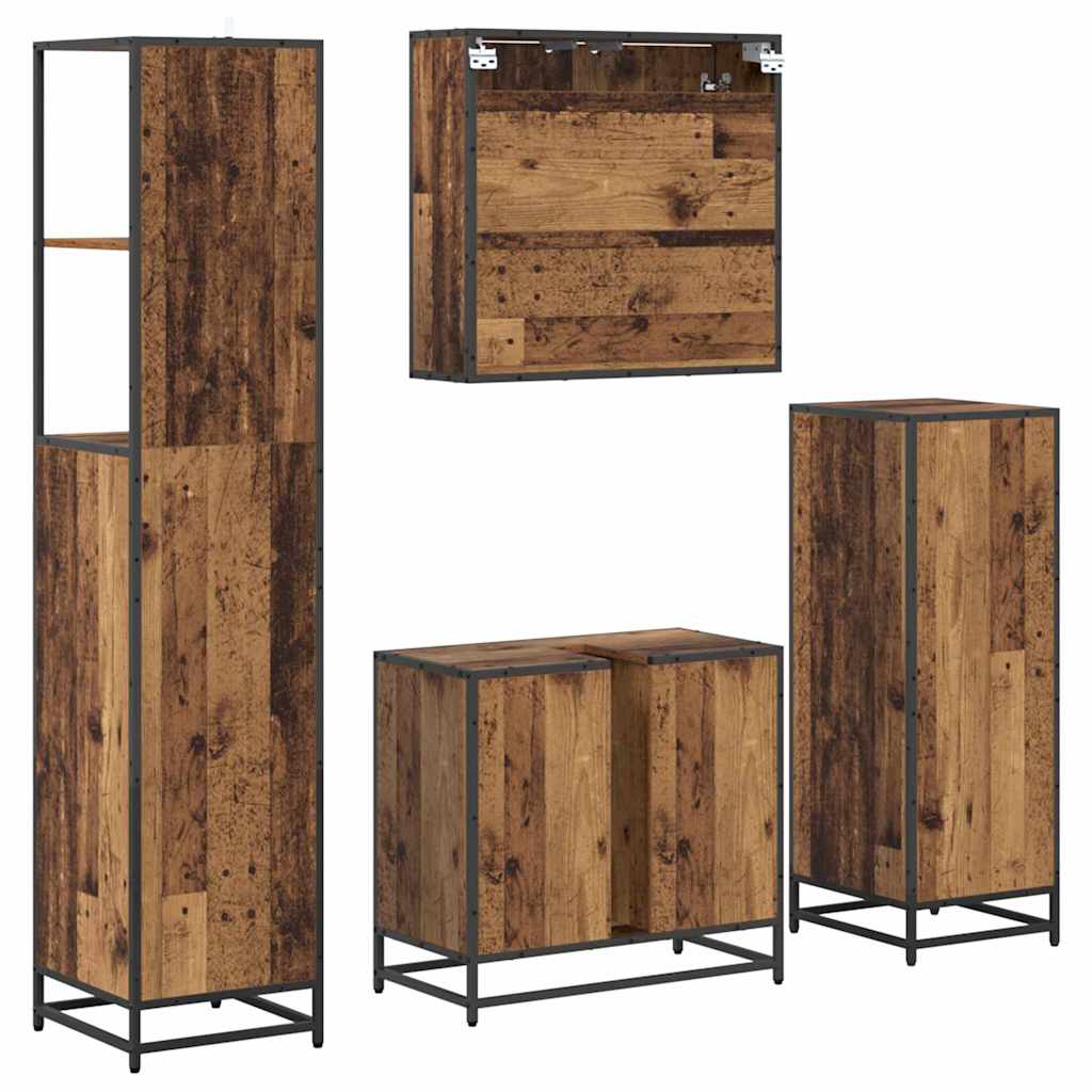 Badkamermeubelset met lade 4 pcs Oud Hout Bewerkt hout is nu te koop bij PeponiXL, paradijselijk wonen!