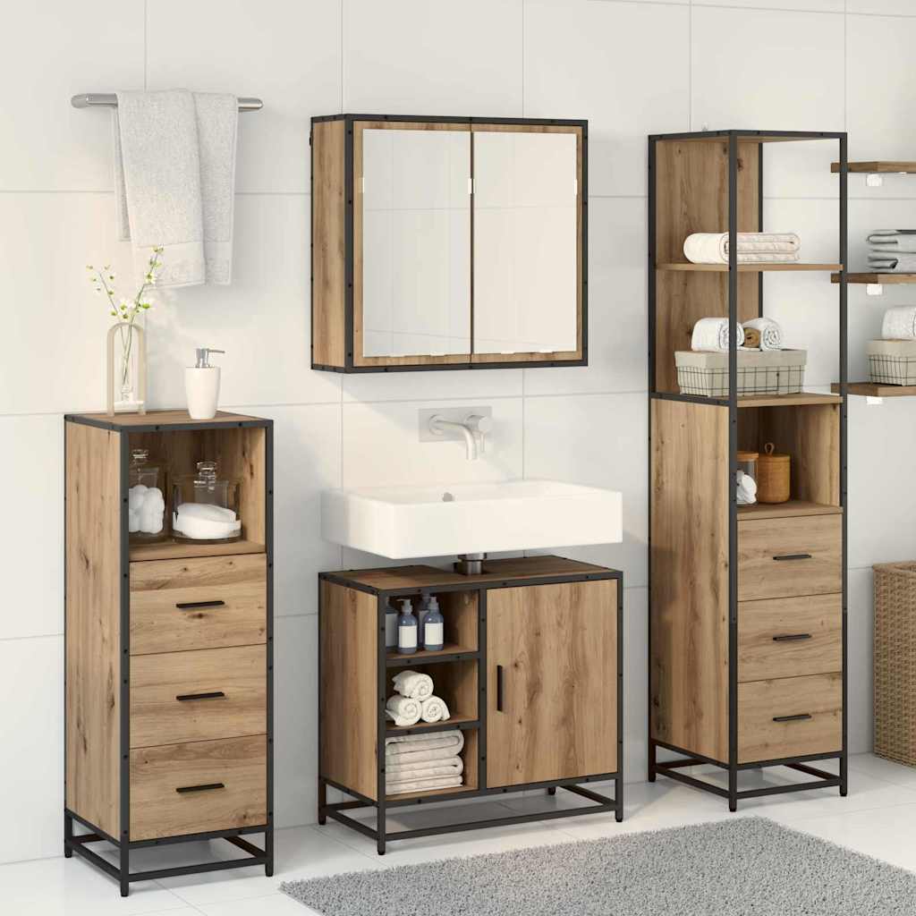 Badkamermeubelset 4 st Artisan Eiken 65 x 33 x 60 cm is nu te koop bij PeponiXL, paradijselijk wonen!