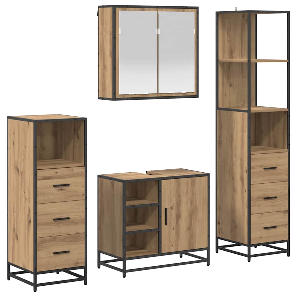 Badkamermeubelset 4 st Artisan Eiken 65 x 33 x 60 cm is nu te koop bij PeponiXL, paradijselijk wonen!