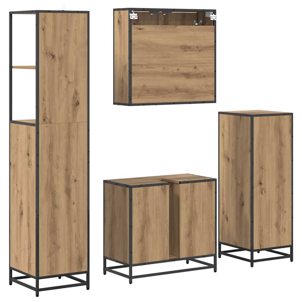 Badkamermeubelset 4 st Artisan Eiken 65 x 33 x 60 cm is nu te koop bij PeponiXL, paradijselijk wonen!