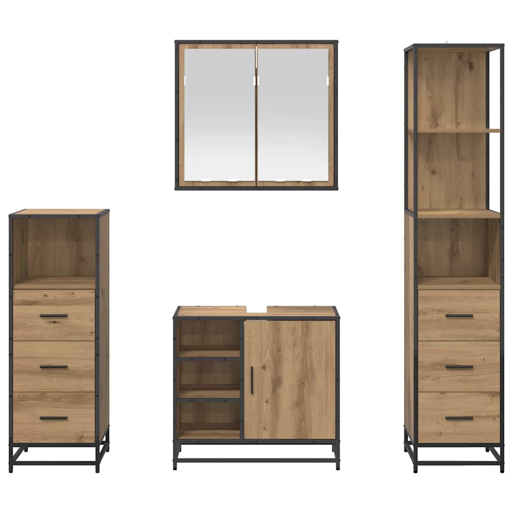 Badkamermeubelset 4 st Artisan Eiken 65 x 33 x 60 cm is nu te koop bij PeponiXL, paradijselijk wonen!