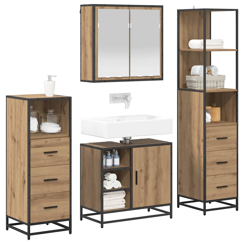 Badkamermeubelset 4 st Artisan Eiken 65 x 33 x 60 cm is nu te koop bij PeponiXL, paradijselijk wonen!