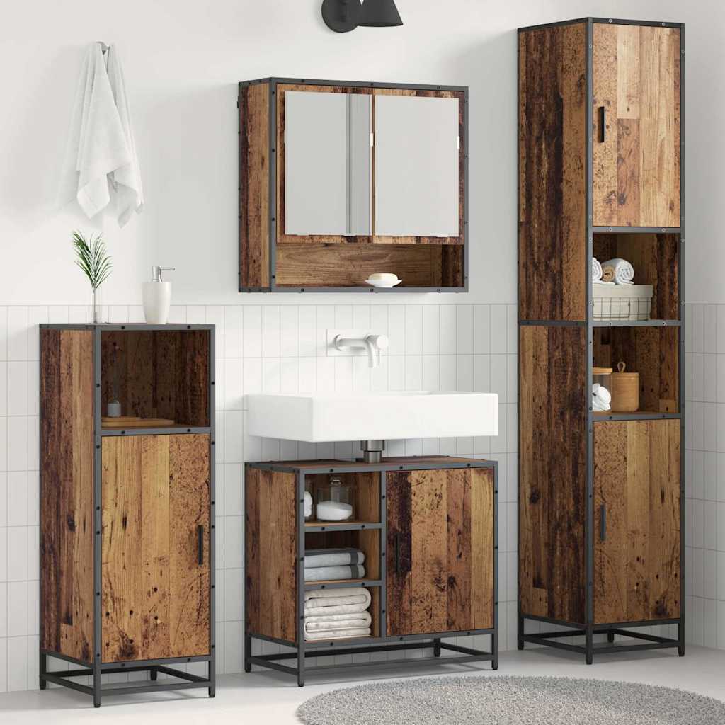 Badkamermeubelset met plank 3 pcs Oud Hout Bewerkt hout is nu te koop bij PeponiXL, paradijselijk wonen!