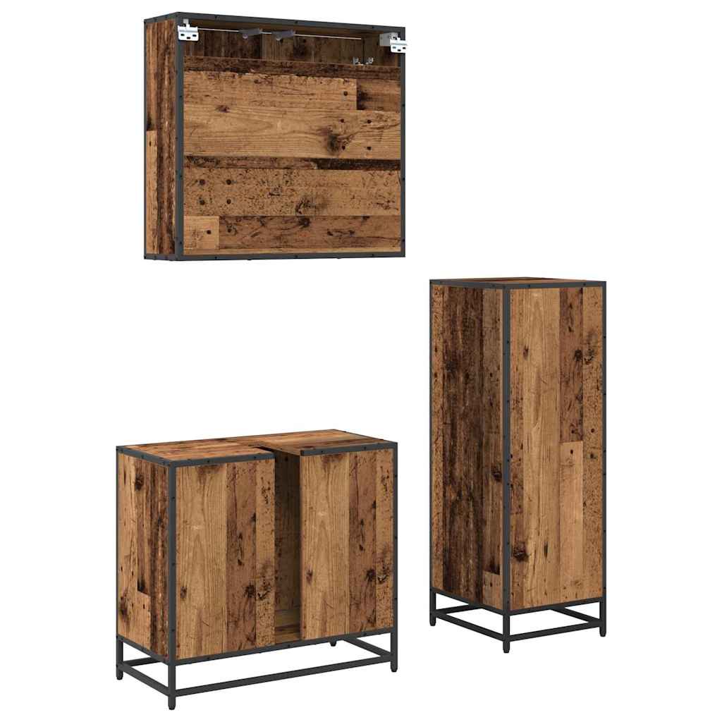 Badkamermeubelset met lade 3 pcs Oud Hout Bewerkt hout is nu te koop bij PeponiXL, paradijselijk wonen!