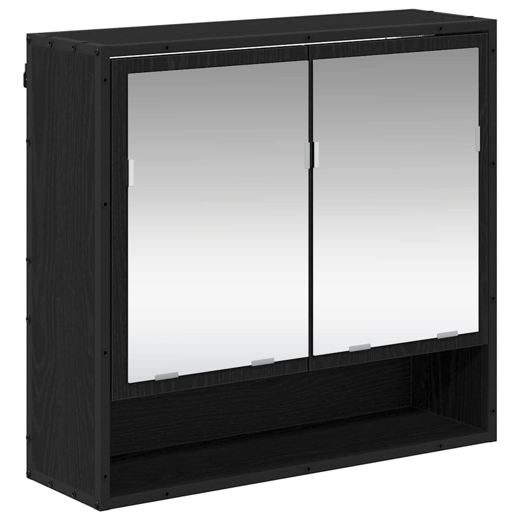 Badkamermeubelset met lade 4 pcs Zwart Eiken Bewerkt hout is nu te koop bij PeponiXL, paradijselijk wonen!