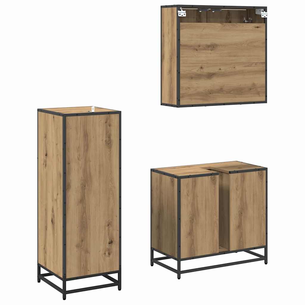 Badkamermeubelset 3 st Artisan Eiken 65 x 33 x 60 cm is nu te koop bij PeponiXL, paradijselijk wonen!