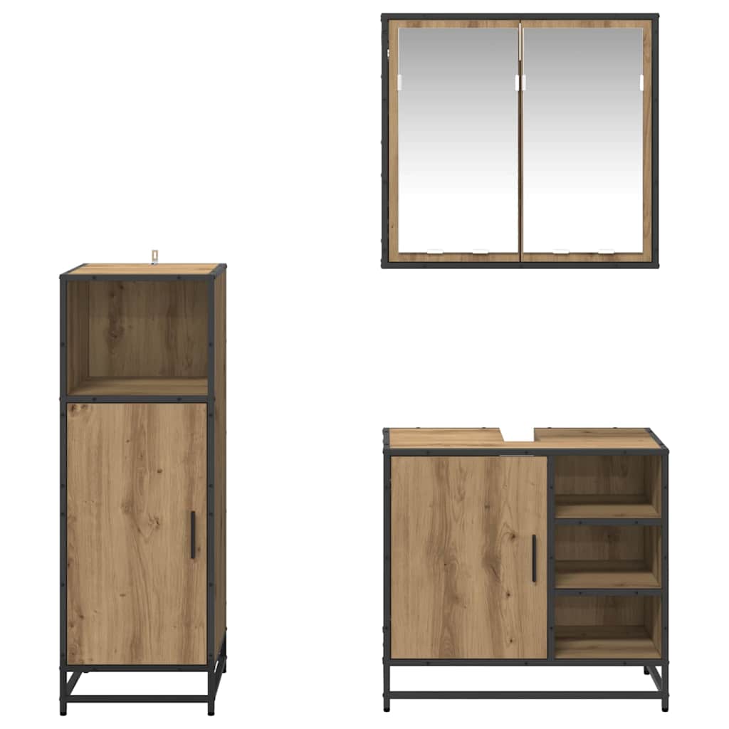 Badkamermeubelset 3 st Artisan Eiken 65 x 33 x 60 cm is nu te koop bij PeponiXL, paradijselijk wonen!