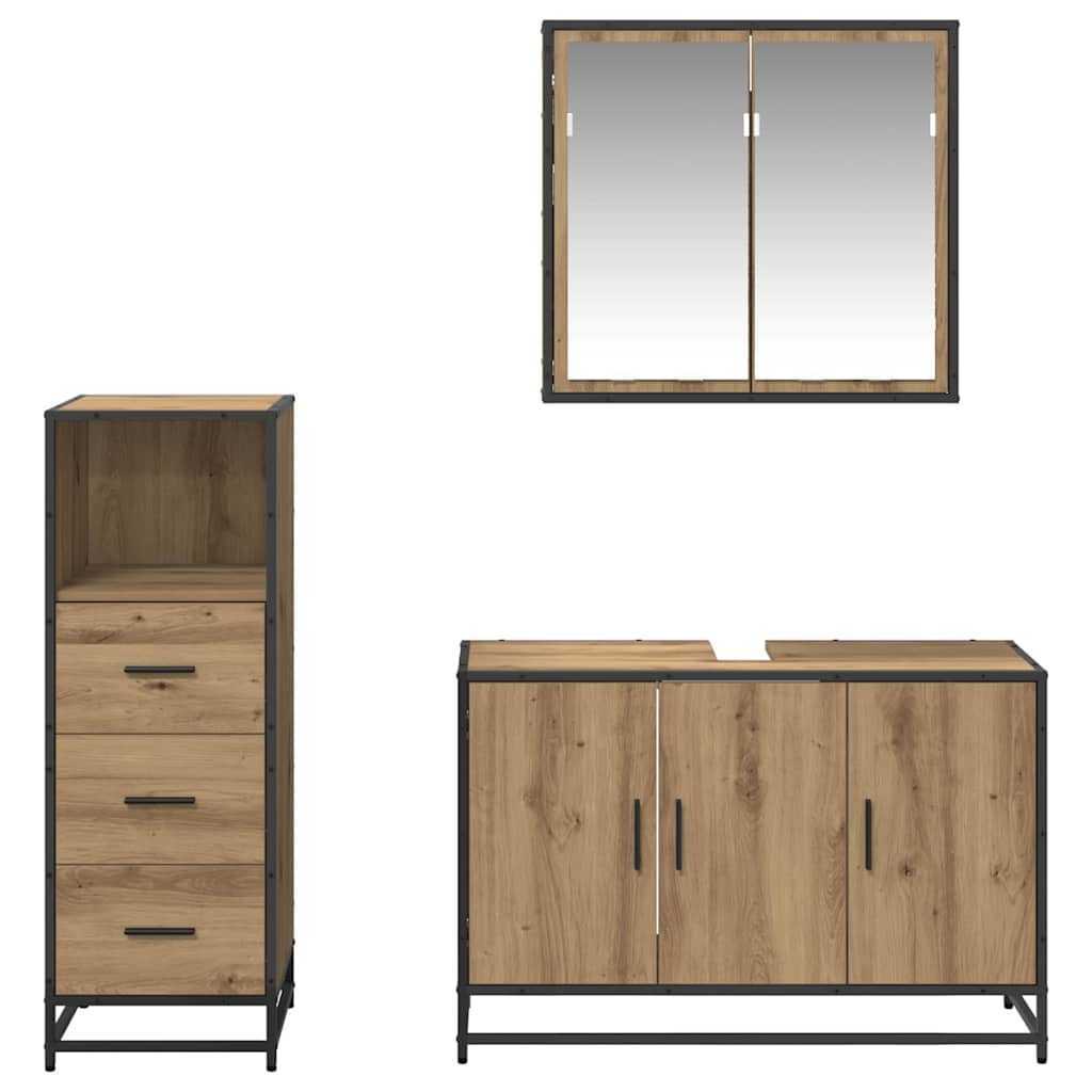 Badkamermeubelset 3 st Artisan Eiken 90 x 33 x 60 cm is nu te koop bij PeponiXL, paradijselijk wonen!